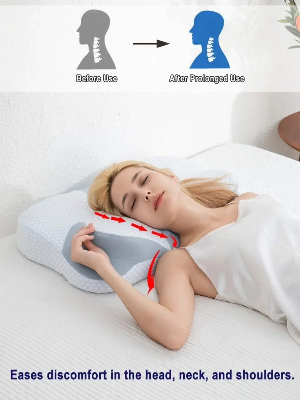 Cervical Memory Foam Pillow Dual Height Neck Support NEW